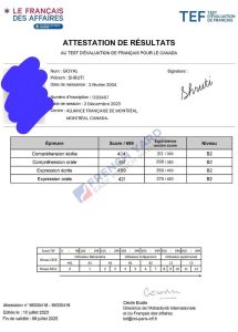 Valid TEF Canadian Immigration