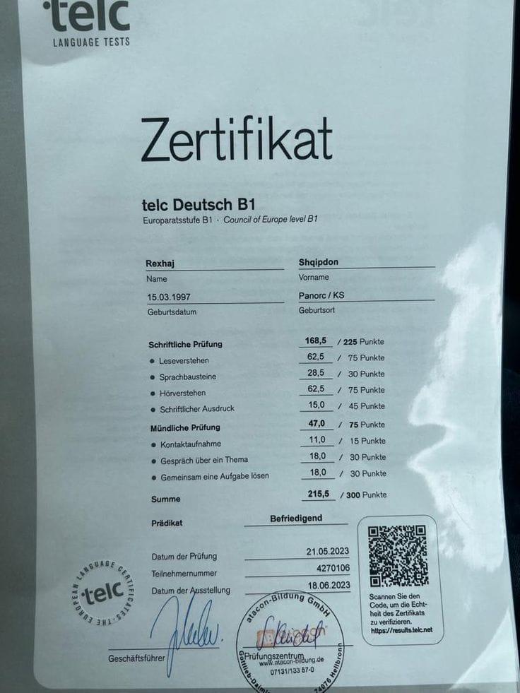 Goethe Deutsch B2 Zertifikat Hamburg